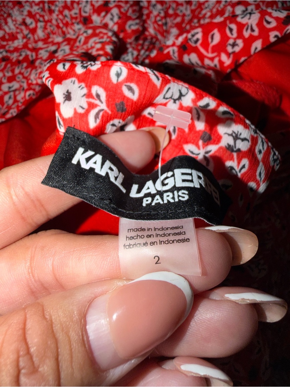 Karl Lagerfeld Red & White Floral Chemise
